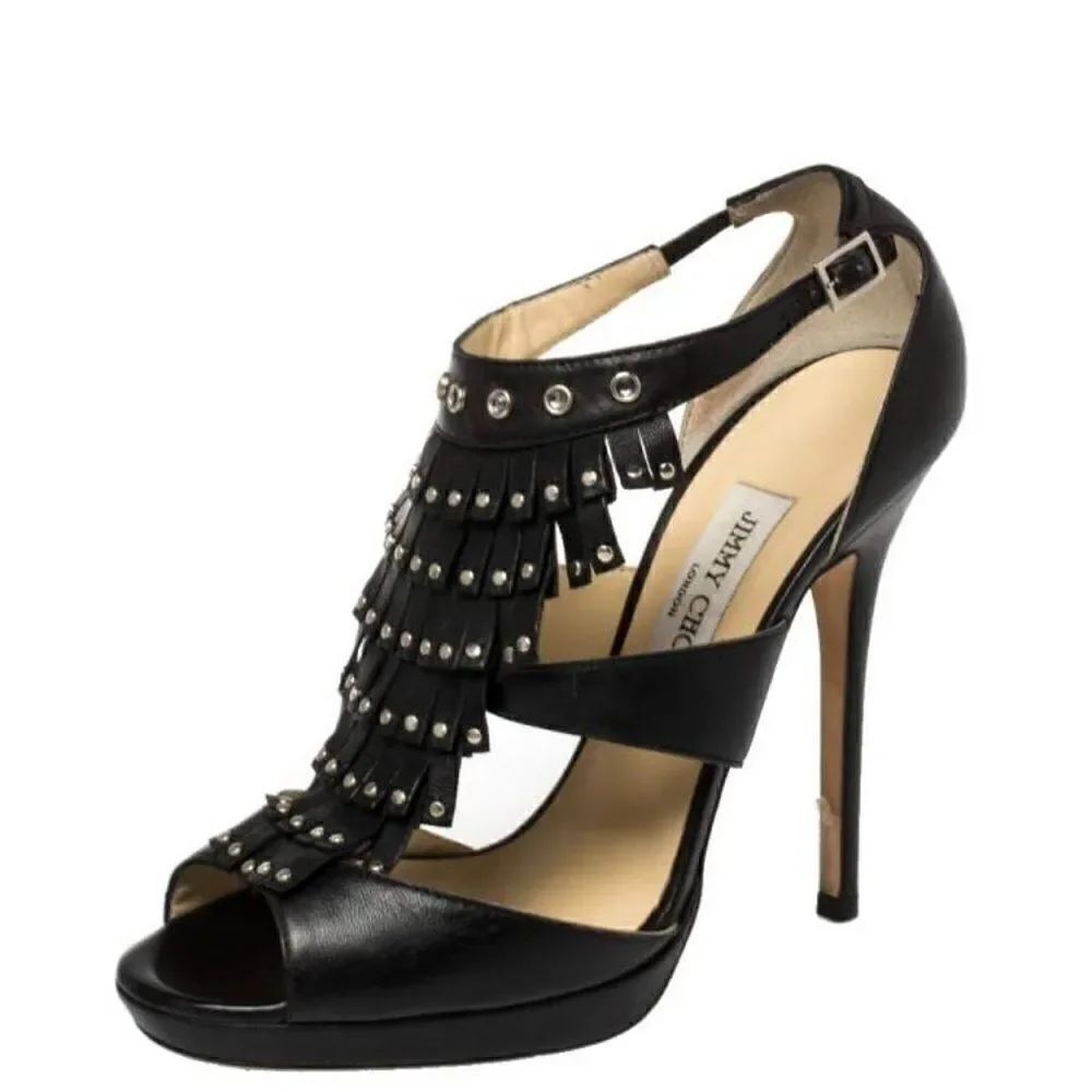 Jimmy Choo Black Leather Platform Heels